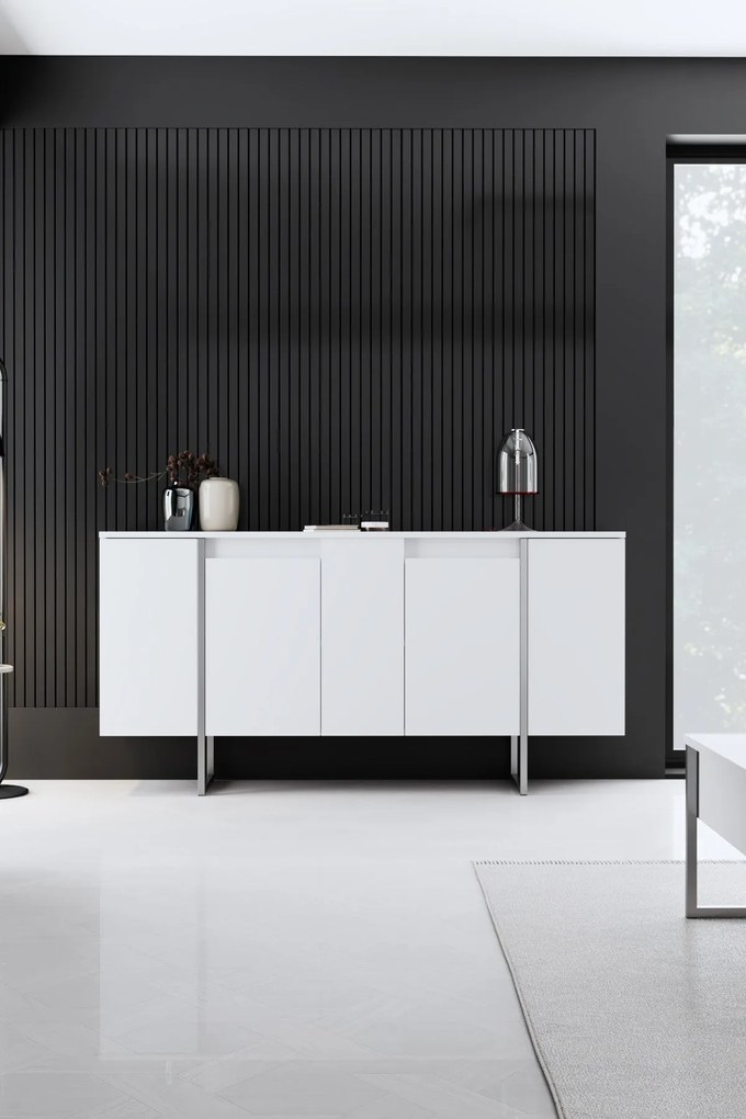 Conjunto de Mobiliário de Sala de Estar Luxe – Branco Prateado – Medid