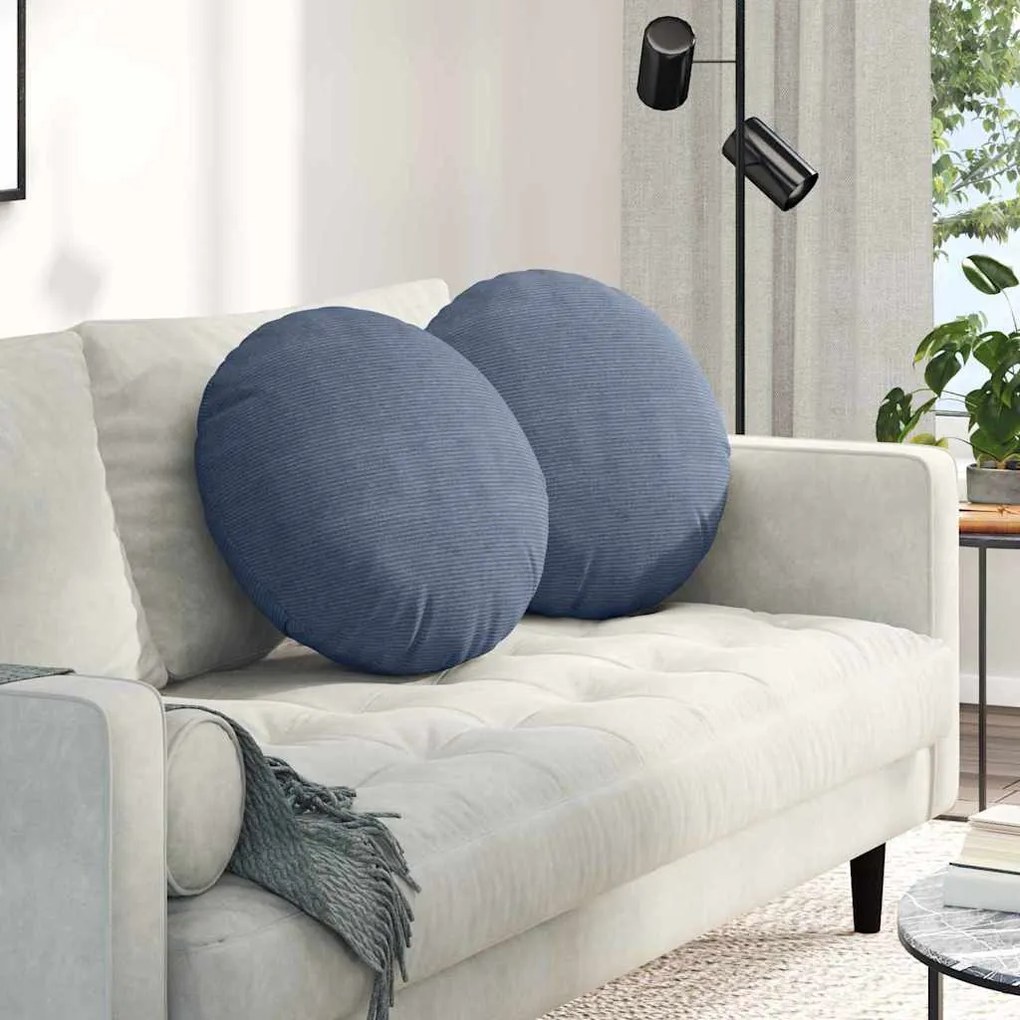 vidaXL Almofadas de Assento 2 pcs Azul Ø 50 cm Tecido de Veludo Cotele