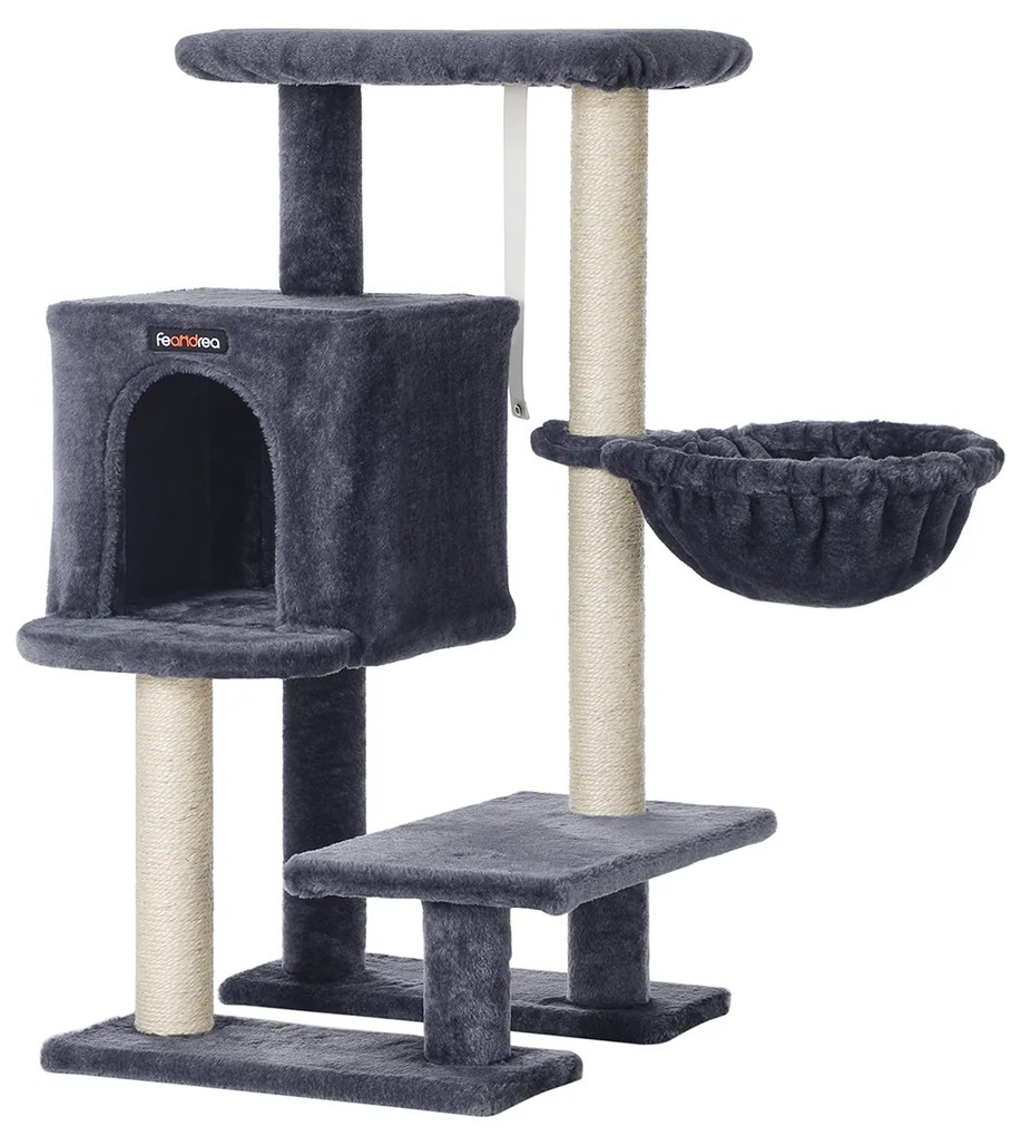 Arranhador Gatos com gruta de peluche 46 x 41 x 84 cm Cinzento fumado