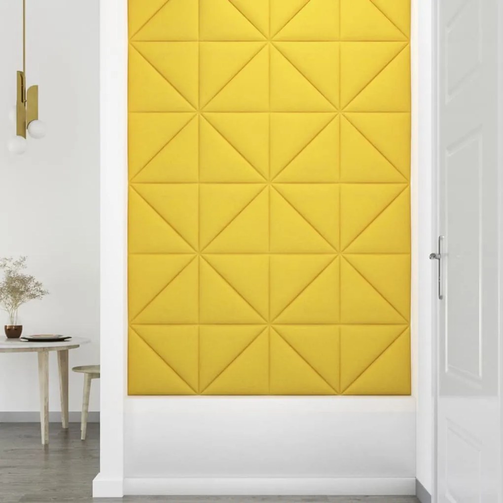 Painel de parede 12 pcs 30x30 cm tecido 0,54 m² amarelo-claro