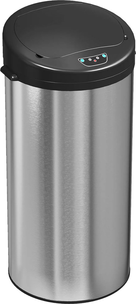 Caixote do lixo automático de cozinha de 30 L em aço inoxidável, tampa com fecho suave, 32 x 30 x 68 cm, prateado