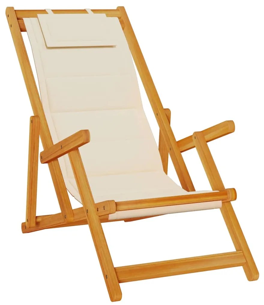 Cadeiras de Praia Dobráveis vidaXL 2 pcs Creme Madeira Sólida de Acáci