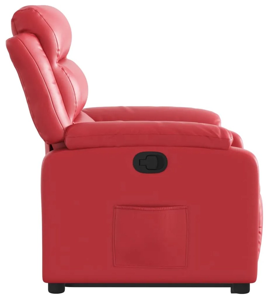 Poltrona reclinável elevatória couro artificial vermelho