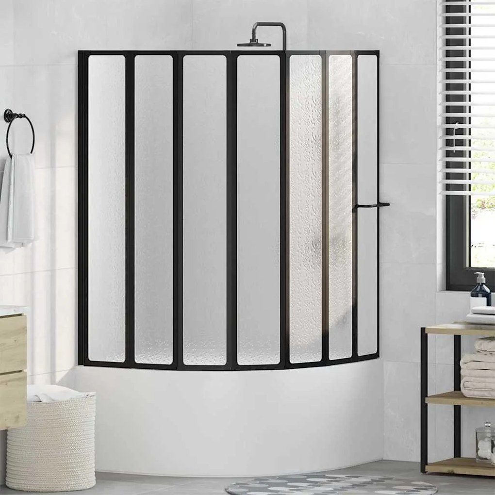 vidaXL Resguardo de duche Dobrar Other Preto 168 x 140 cm Alumínio
