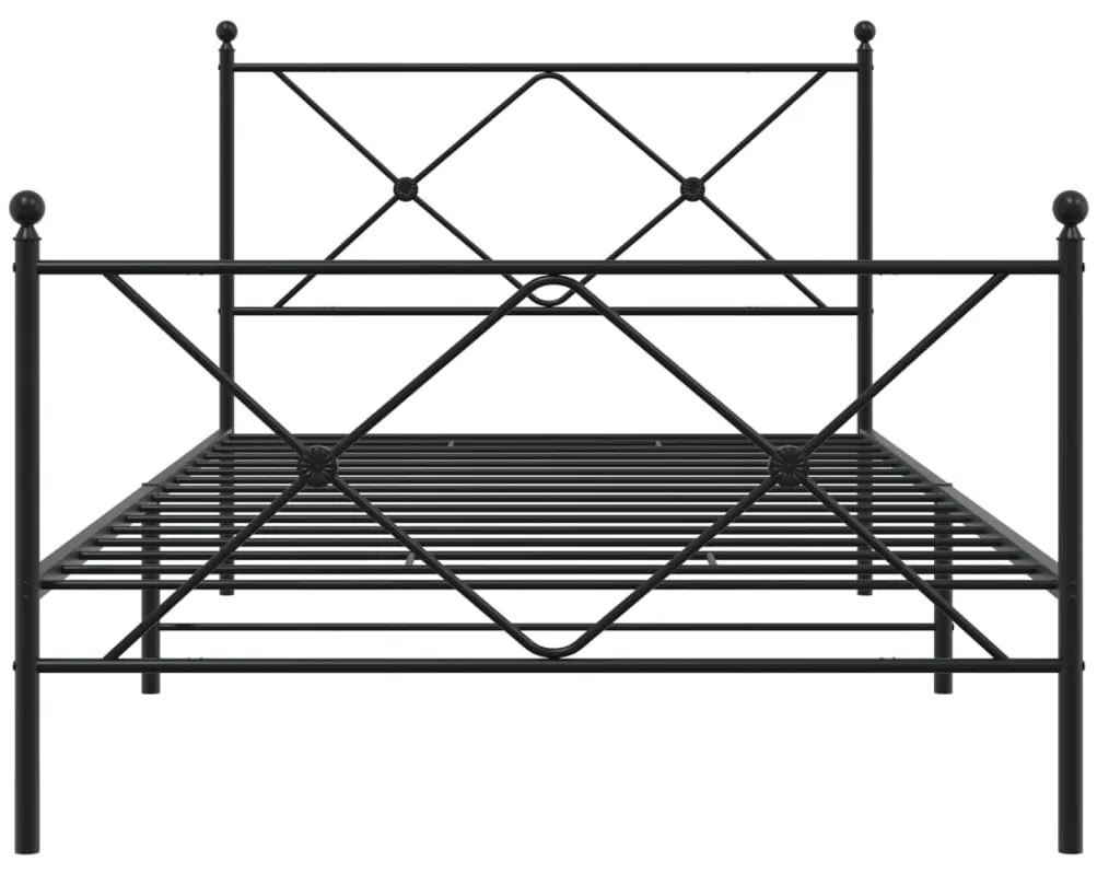 Estrutura de cama com cabeceira e pés 107x203 cm metal preto