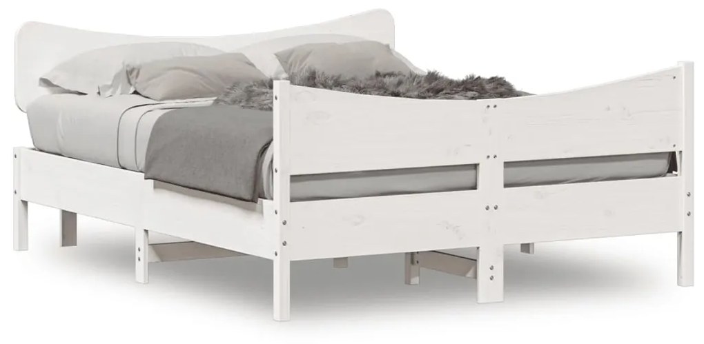vidaXL Cama sem colchão 135x190 cm madeira de pinho maciça branco