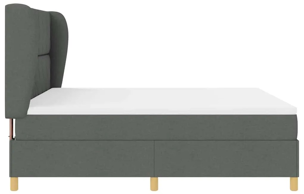 Cama Box com Colchão - Cinza Escuro, 180x200 cm, Tecido