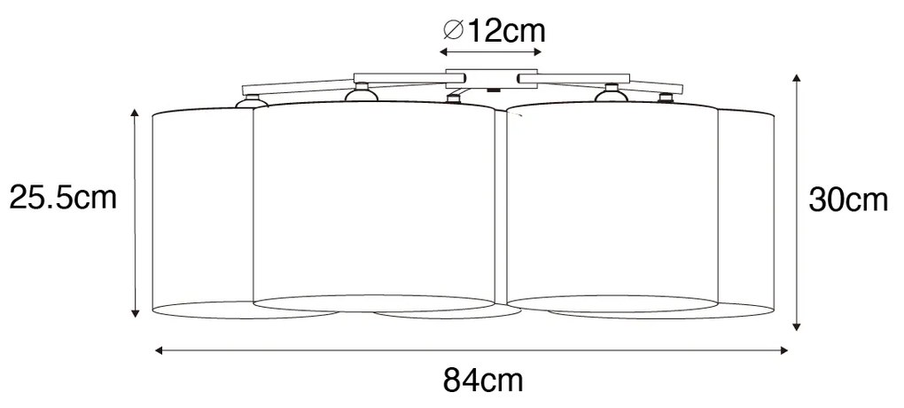 Luminária de teto taupe com interior dourado 5 luzes - Multidrum Moderno