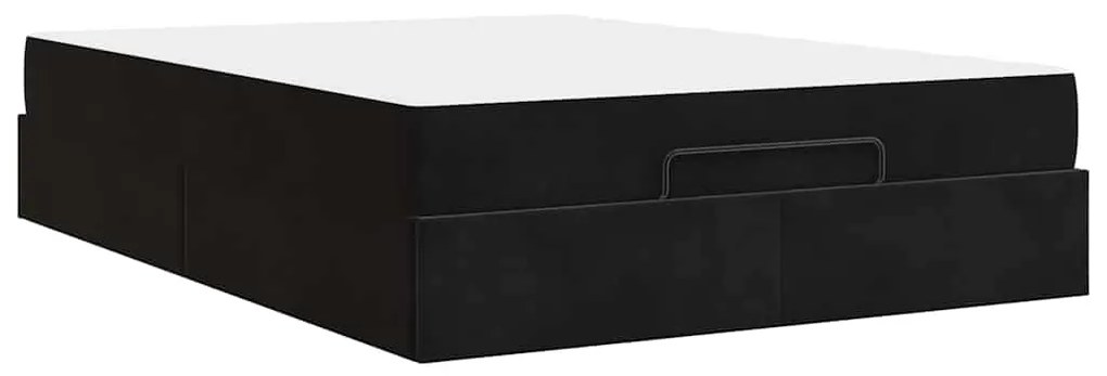 Estrutura da Cama com armazenamento Preto 140 x 200 cm Veludo