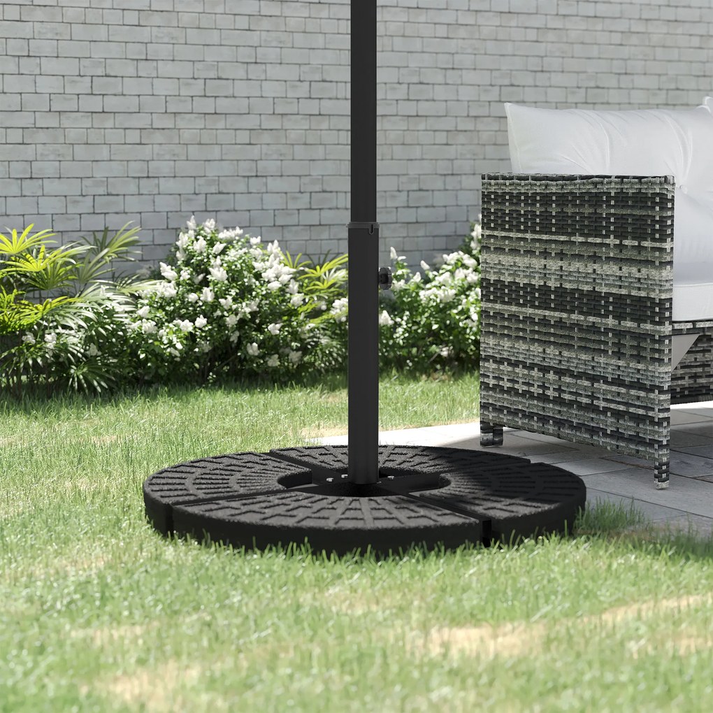 Base para guarda-sol com suporte cruzado em metal para mastros com Ø 38 e 48 mm, dim. 100 x 100 x 75 cm, preta