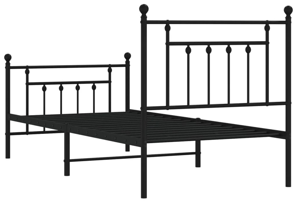 Estrutura de cama com cabeceira e pés 80x200 cm metal preto