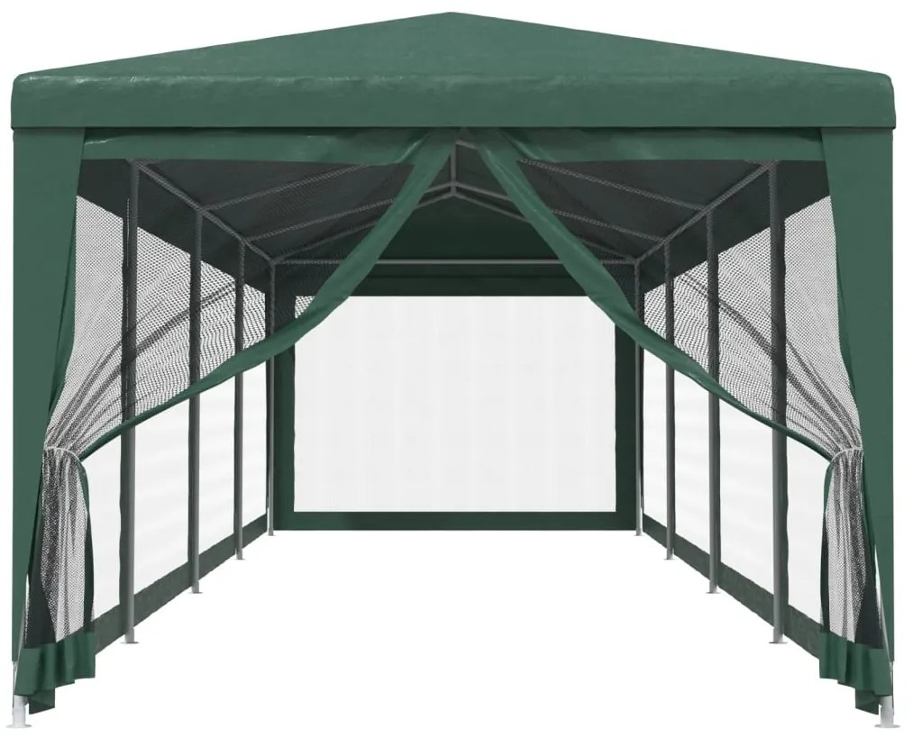 Tenda p/ festas c/10 paredes laterais em rede 3x12 m PEAD verde