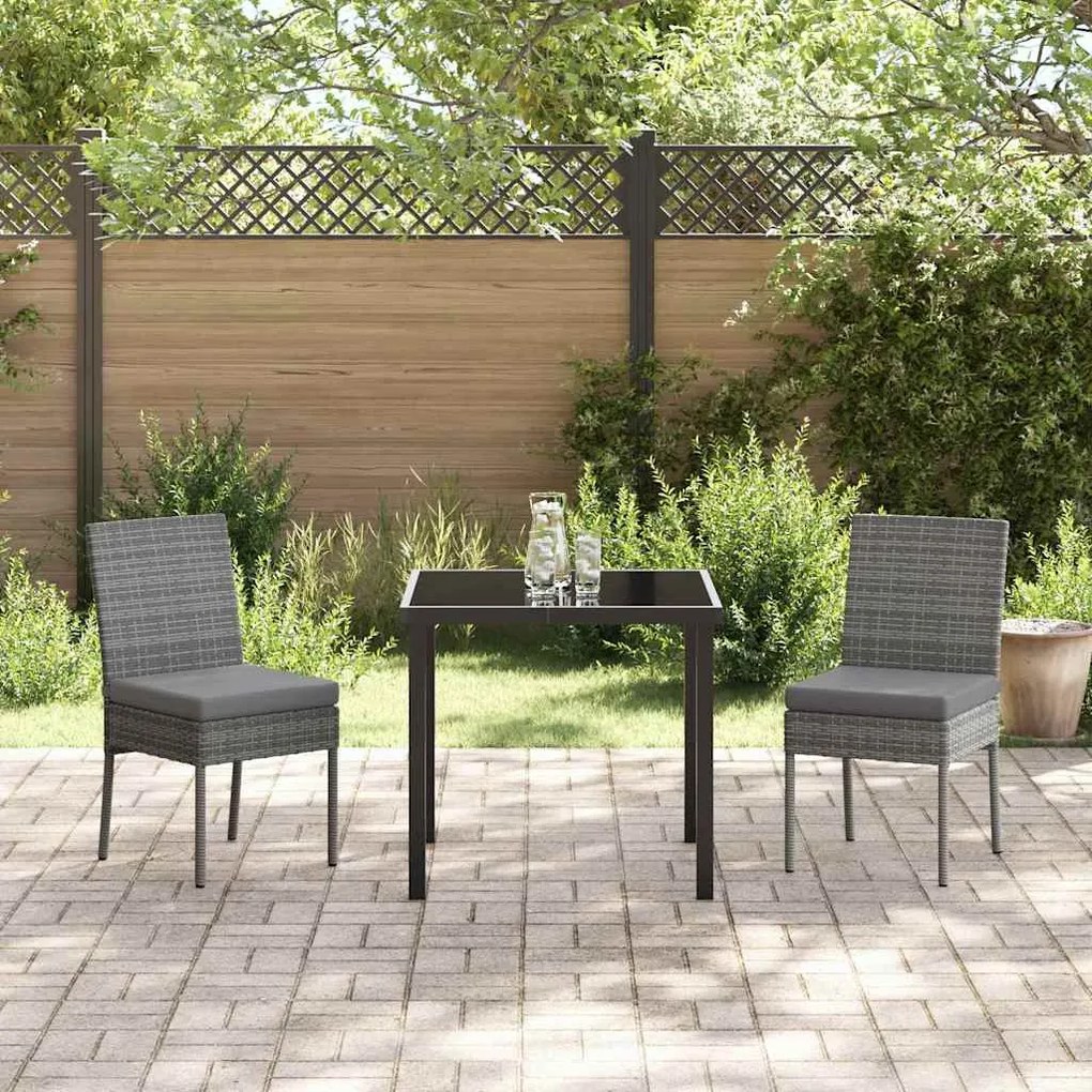 Conjunto de Jantar para Jardim - 3 Peças em Rattan Sintético Cinza