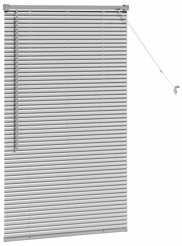 Persiana de Janela com cortinas Manual Prata 80 x 130 cm Alumínio
