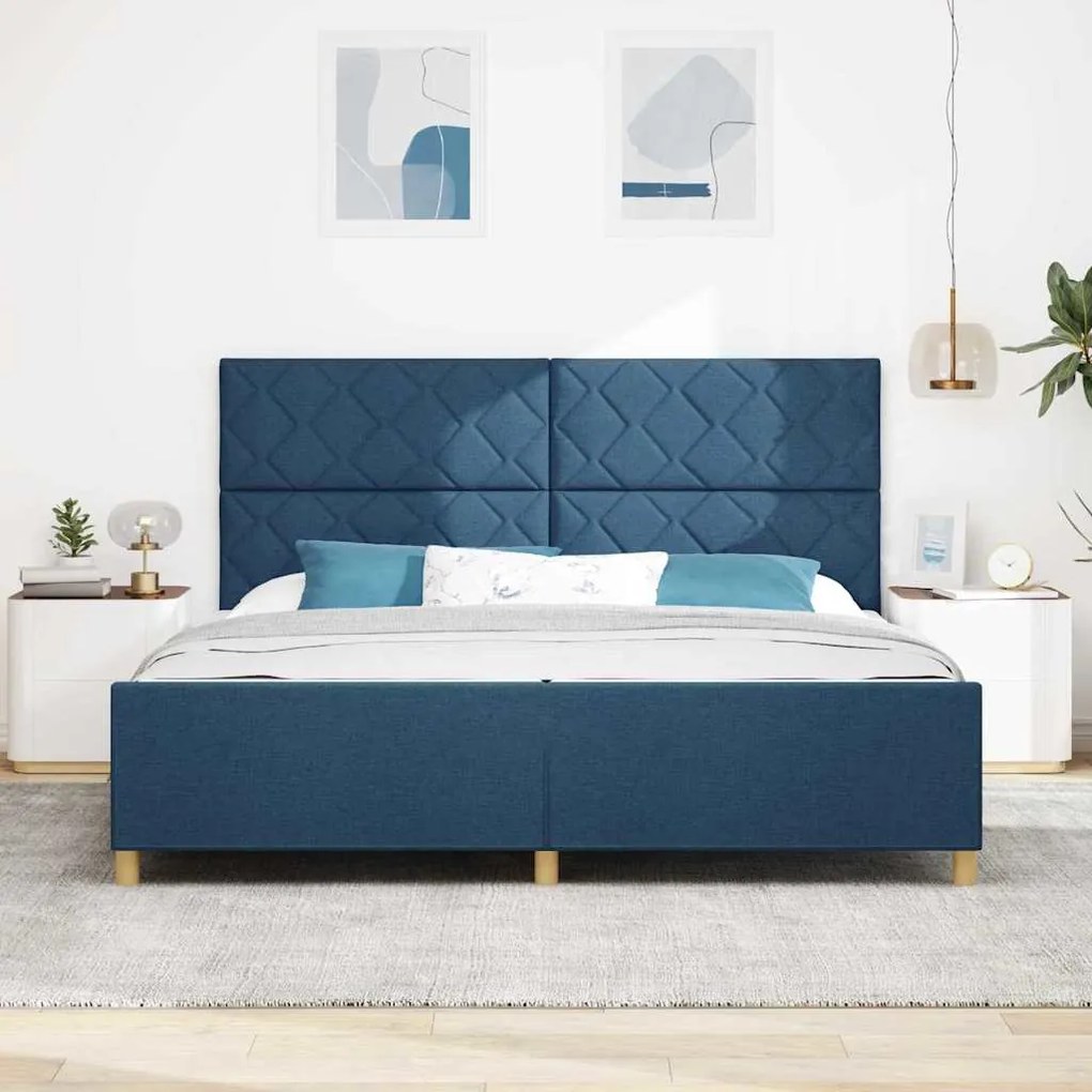 Cama vidaXL Azul 200x200 cm em Tecido