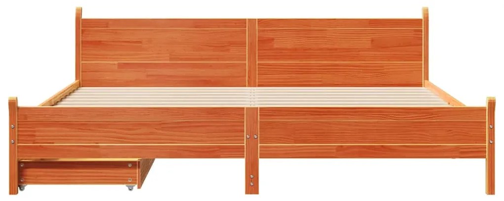 Cama sem colchão 200x200 cm pinho maciço castanho-mel