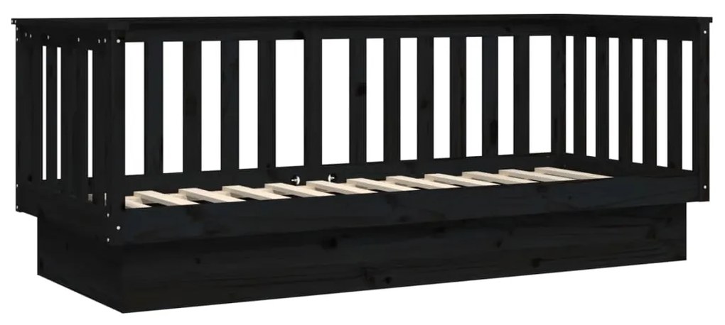 Sofá-cama 75x190 cm madeira de pinho maciça preto