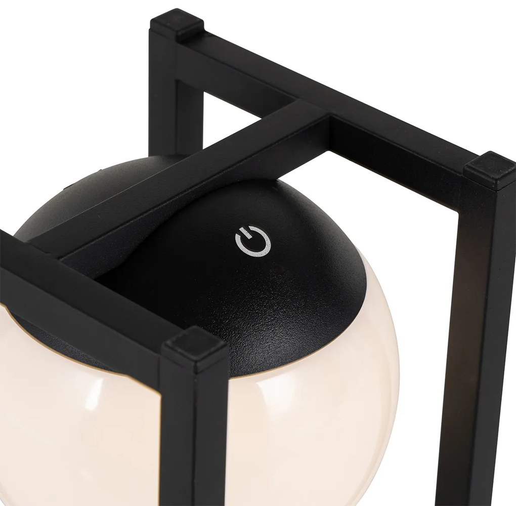 Candeeiro de mesa de exterior preto com LED e toque recarregável - Nowi Moderno