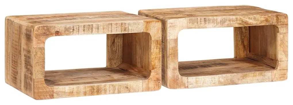 vidaXL Mesa-de-cabeceira 2 pcs Castanho Madeira de manga maciça