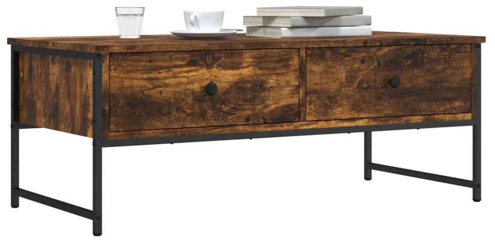 vidaXL Mesa de centro 101x49x39,5 cm derivados madeira carvalho fumado