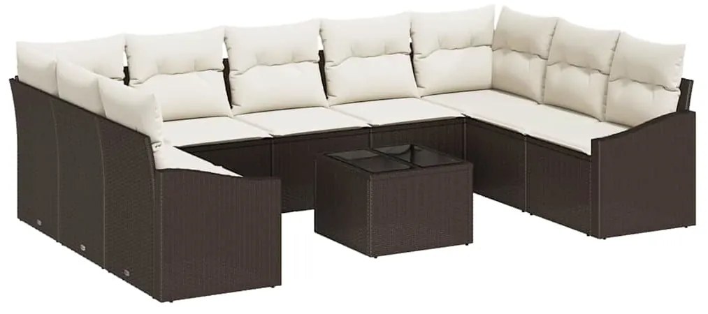 Conjunto de Jantar de Jardim com 10 Peças e Almofadas em Rattan Sintét