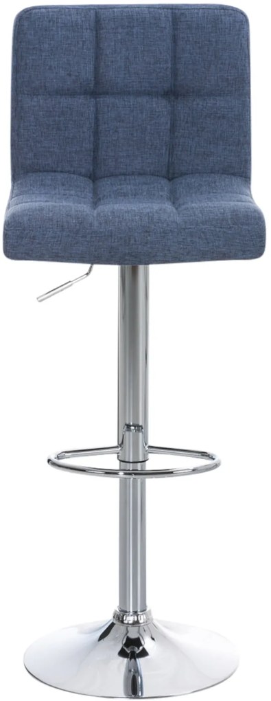 Conjunto de 2 bancos de bar Peru em tecido e com estrutura cromada 46 x 94-114 x 47 cm Azul