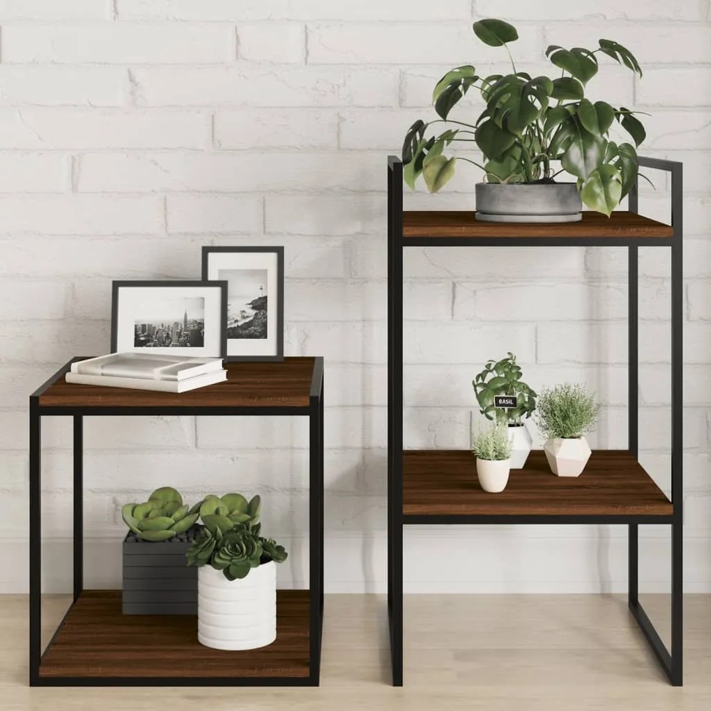 vidaXL Prateleiras parede 4 pcs derivados de madeira carvalho castanho