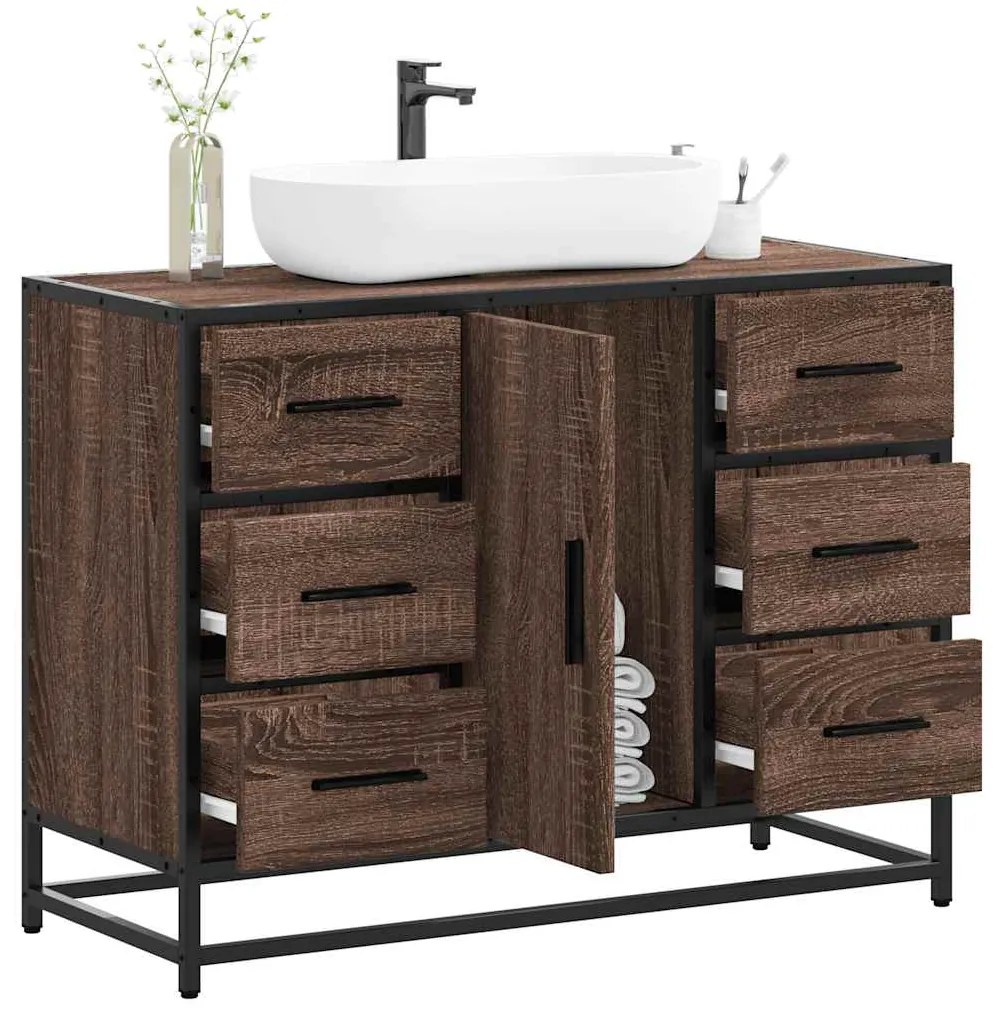 vidaXL Armário lavatório WC 80x33x60cm deriv.madeira carvalho castanho