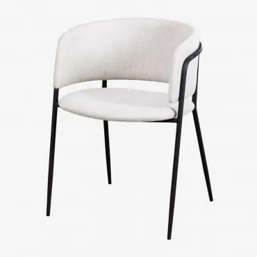 Pacote De 2 Cadeiras De Jantar Estofadas Nalon Negro & Tecido Branco Quebrado & Tecido - Sklum