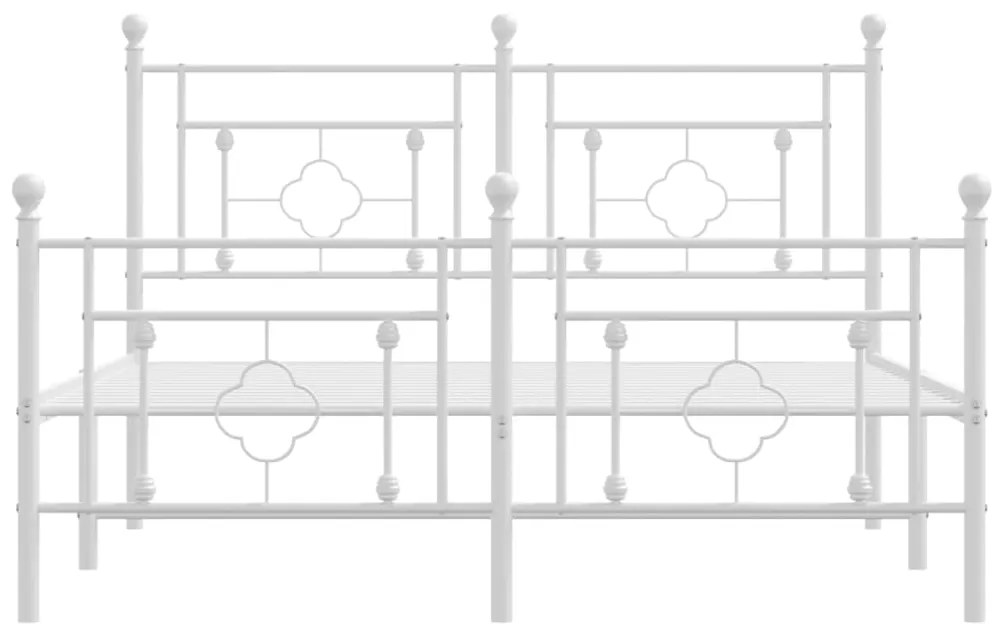 Estrutura de cama com cabeceira e pés 140x190 cm metal branco