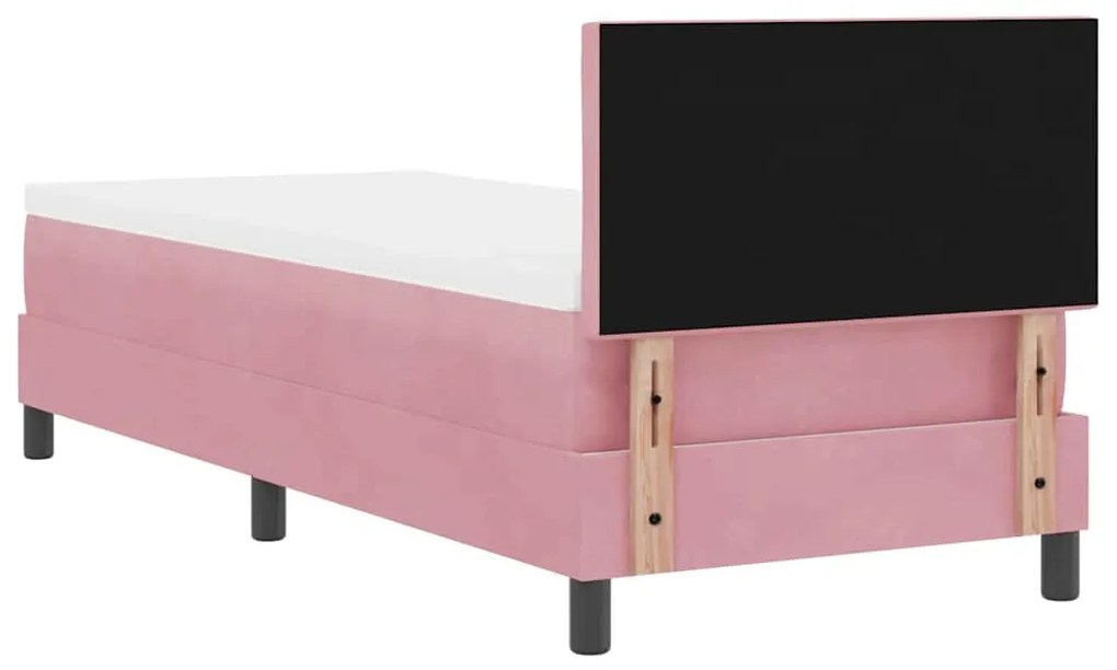 Cama Box Spring com Colchão e LED Rosa 80x200 cm Veludo