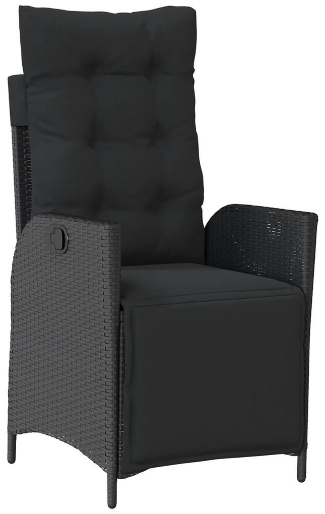 Conjunto de Jantar de Jardim de 7 Peças Preto Poli Rattan