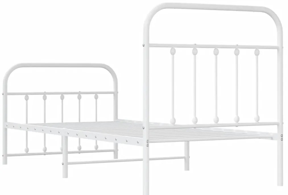 Estrutura de cama com cabeceira e pés 90x190 cm metal branco