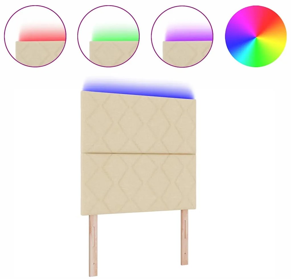 Cabeceira LED vidaXL Design de Blocos de Diamante Creme 100 cm Tecido