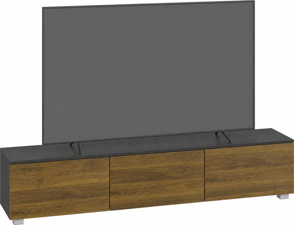 Móvel de TV Suspenso ou de Pé, 160 x 30 x 33 cm, Dupla Instalação, Cor Nogueira