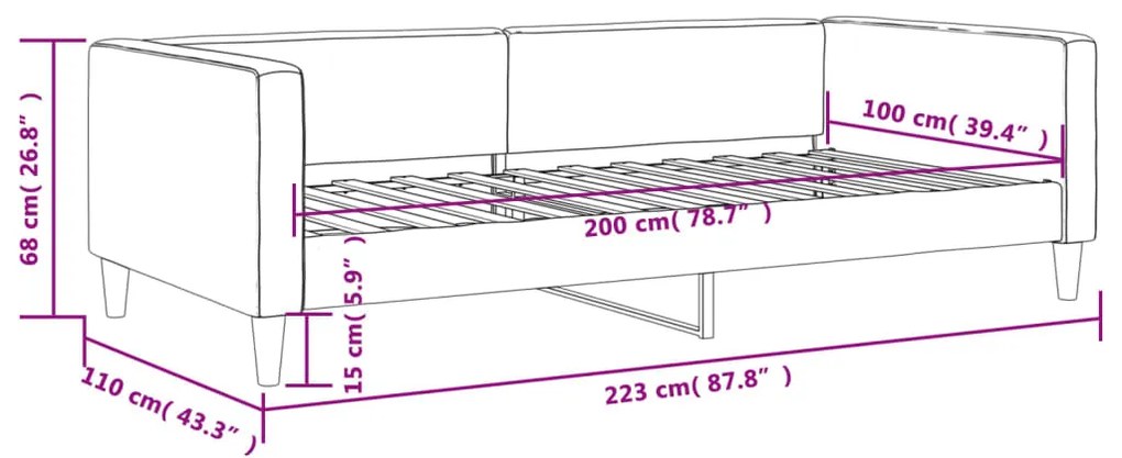 Sofá-cama 100x200 cm tecido cinzento-escuro