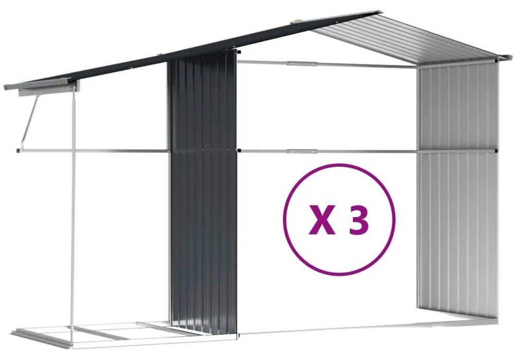Abrigo de jardim 277x365,5x179 cm aço galvanizado antracite