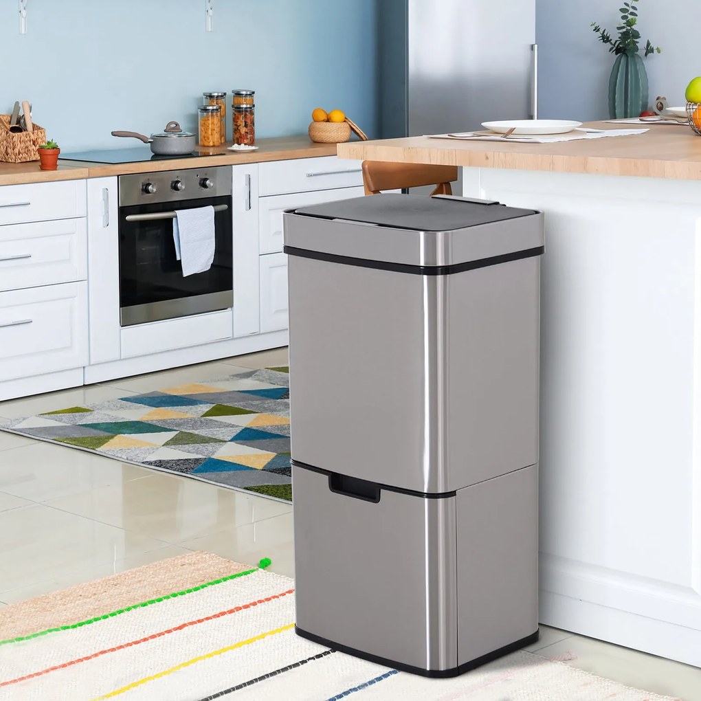 Caixote Lixo automática do sensor da abertura da lata de lixo 72L de cozinha de aço inoxidável