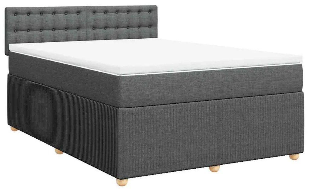 Cama com molas/colchão 140x200 cm tecido cinzento-escuro