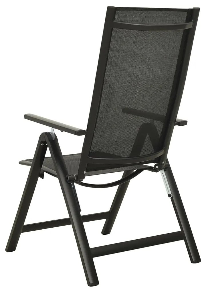 Cadeiras de jardim dobráveis 2 pcs textilene e alumínio preto