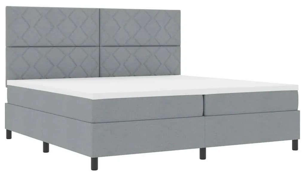 Cama box com colchão e luz LED, cinza claro, 200 x 200 cm, tecido
