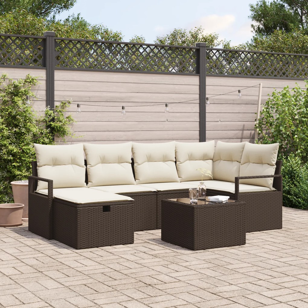 Conjunto de Sofá de Jardim vidaXL com Almofadas Castanho Rattan Sintét