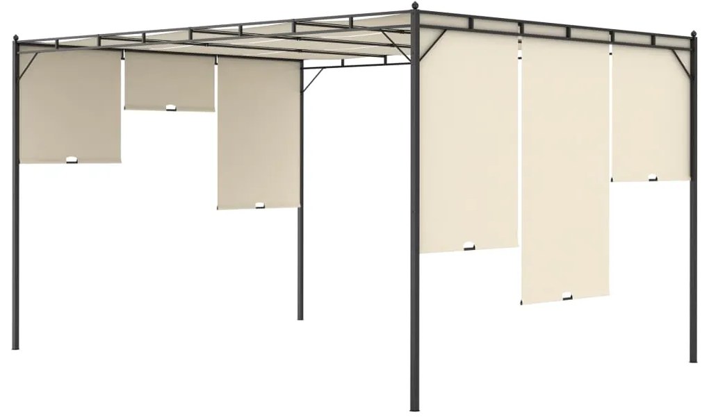 Gazebo de jardim com cortina lateral 4x3x2,25m cor creme