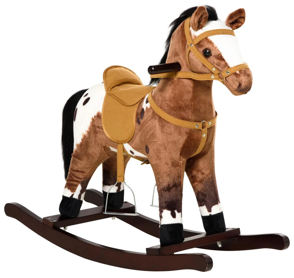 HomCom Cavalo de balanço de pelúcia para crianças acima de 36 meses 71x28x60cm