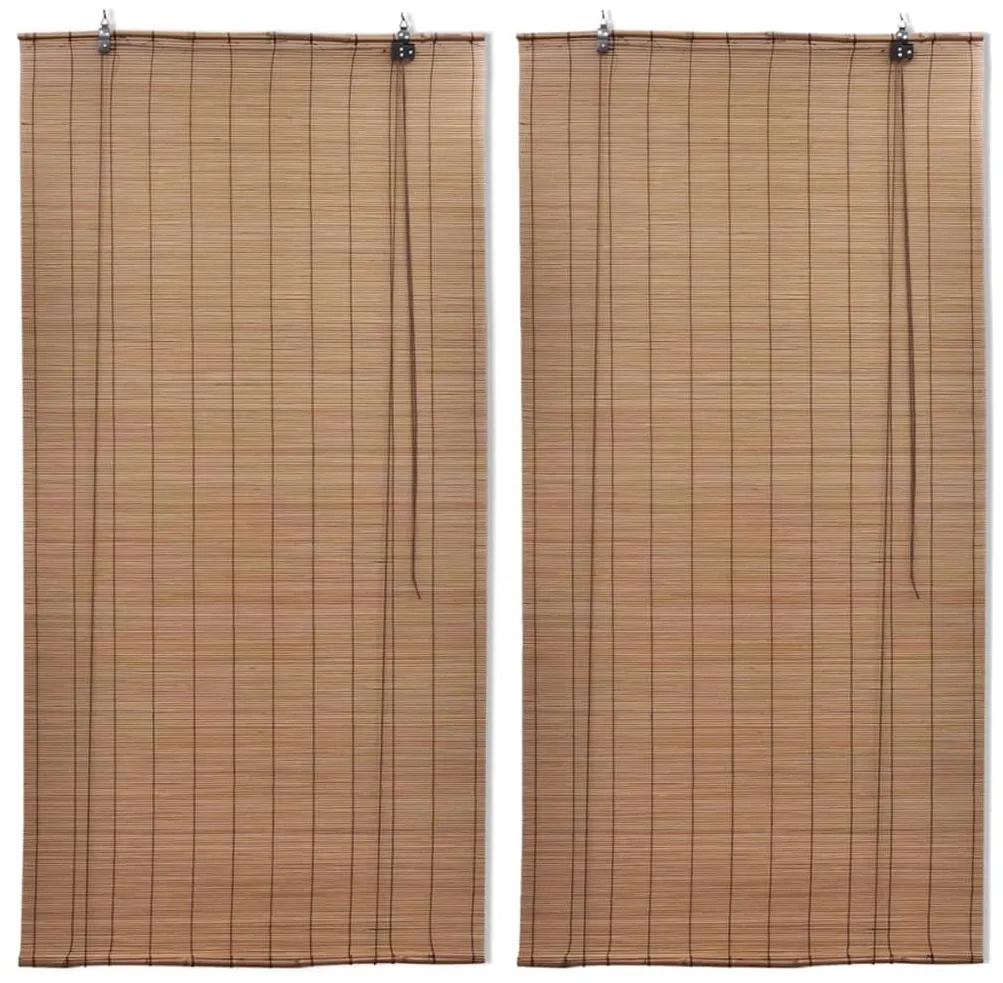Estores de rolo em bambu 2 pcs 100 x 160 cm castanho