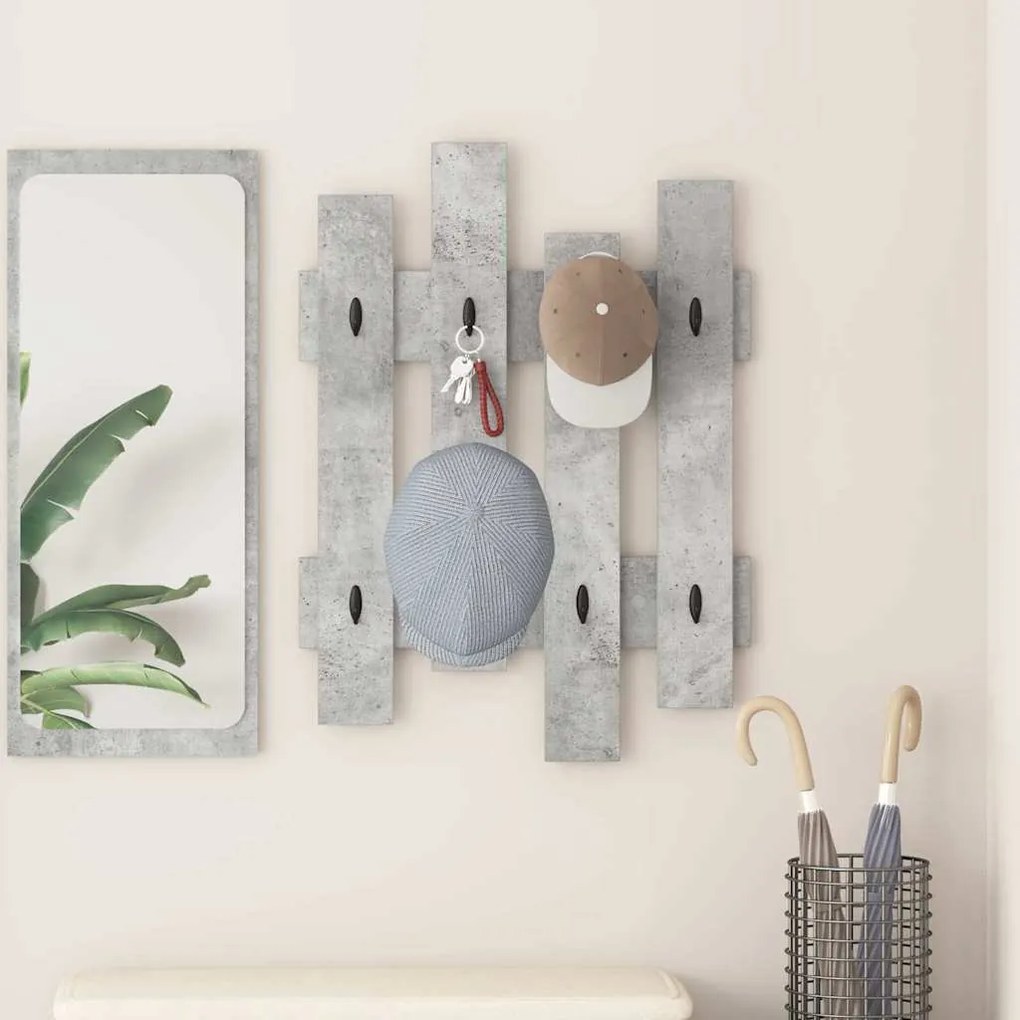 vidaXL Cabideiro de Parede Cinzento 60 x 3 x 82 cm Madeira processada