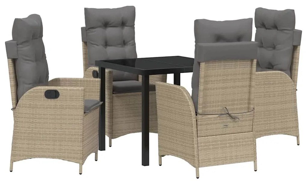 Conjunto de Jantar de Jardim com 5 Peças e Almofadas em Rattan de Poli