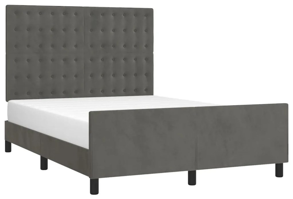 Estrutura de cama sem colchão 140x190 cm veludo cinzento-escuro