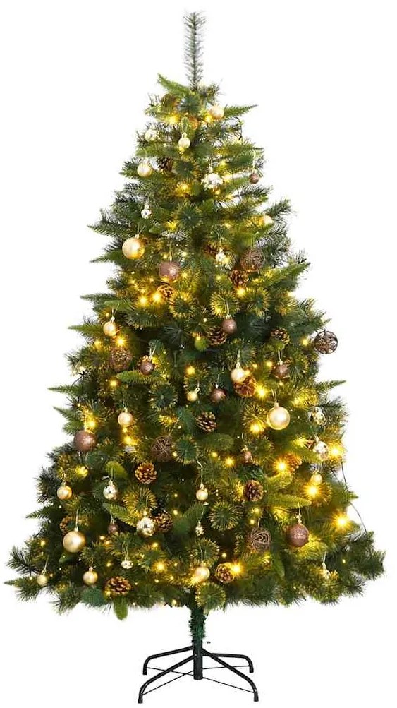 vidaXL Árvore Natal artificial articulada c/ 300 luzes LED+bolas 240cm