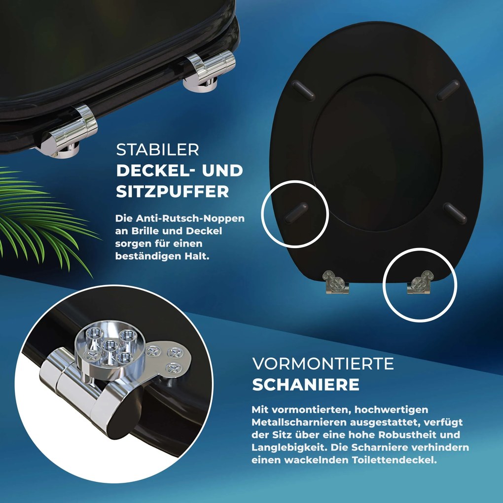 Assento sanitário com descida automática 45,7 x 38 cm Preto